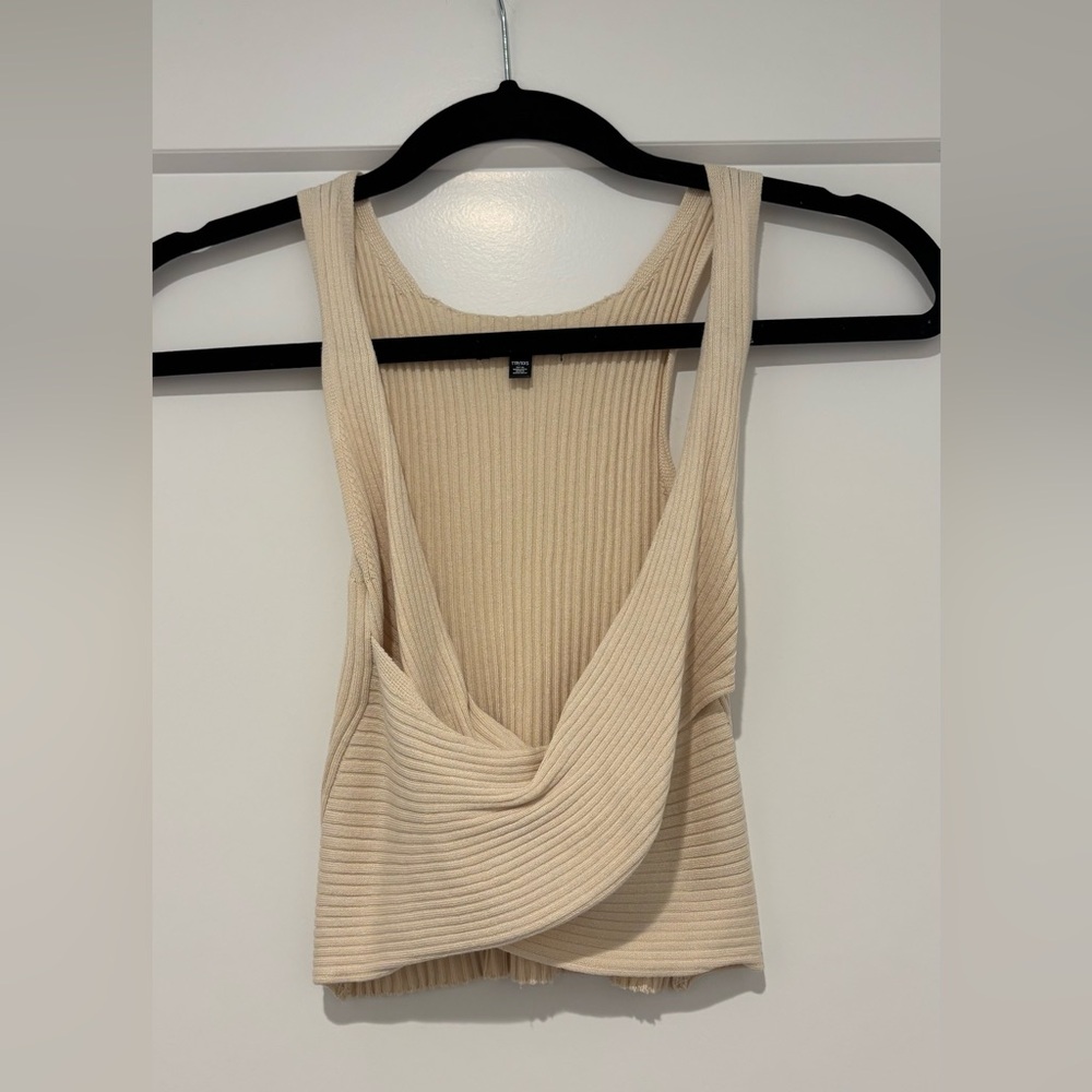 Dynamite Criss Cross Cream Ribbed Women's Top